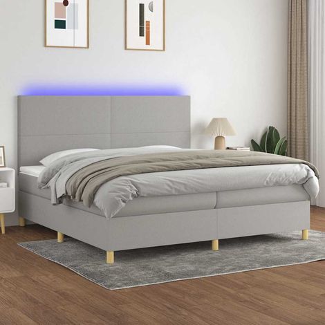 vidaXL Sommier à lattes de lit et matelas et LED Gris clair 200x200 cm (1/5)