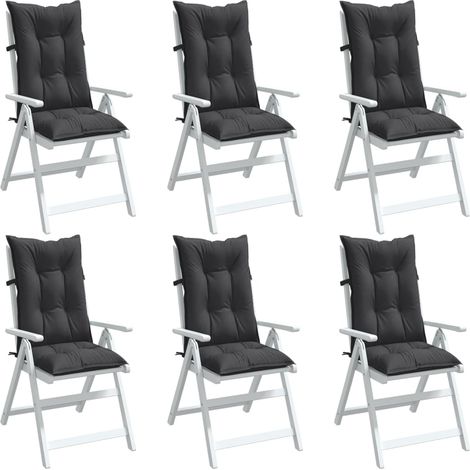 Hochlehner-Auflagen 6 Stk. Melange Anthrazit 120x50x7 cm Stoff