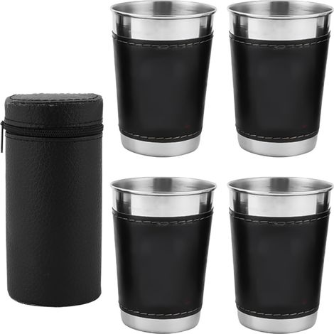 Tasse en acier inoxydable, lot de 4 tasses de voyage à double paroi, tasses métalliques isothermes empilables, gobelets pour les voyages, le camping, la maison et les activités de plein air (1/5)