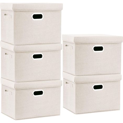 Lot de 5 Boîte de rangement, Pliable, Lavable, Tissu Oxford, 44x30x29 cm, Capacité 35L, Pour maison et bureau (1/5)