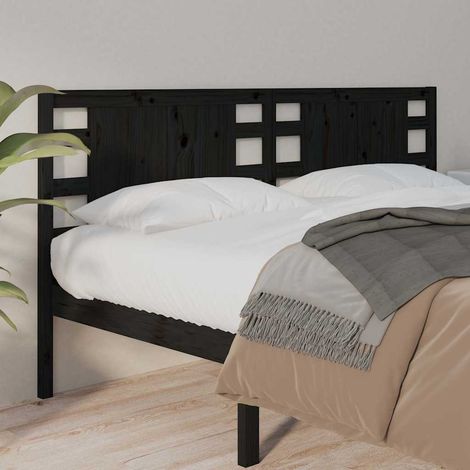 vidaXL Cabecero de cama madera maciza de pino negro 146x4x100 cm (1/5)