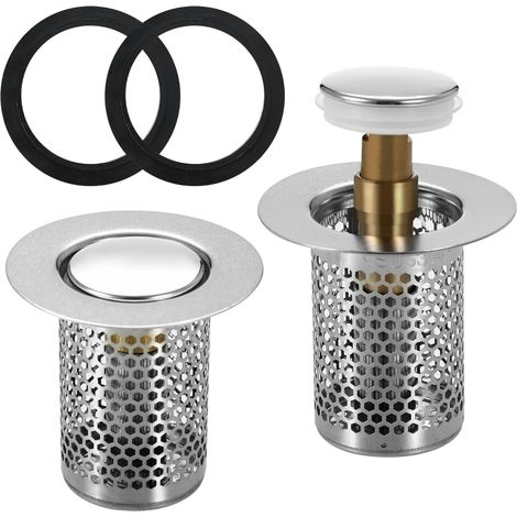 Bonde lavabo 34-38mm pop-up amélioré anti-blocage, lot de 2 (1/5)
