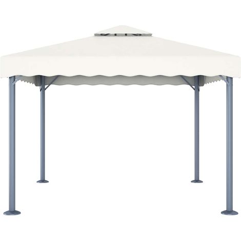 Tonnelle de Jardin Gazebo Pavillon avec Toit Anti-UV en Aluminium et Acier Crème 300 x 300 cm (1/4)
