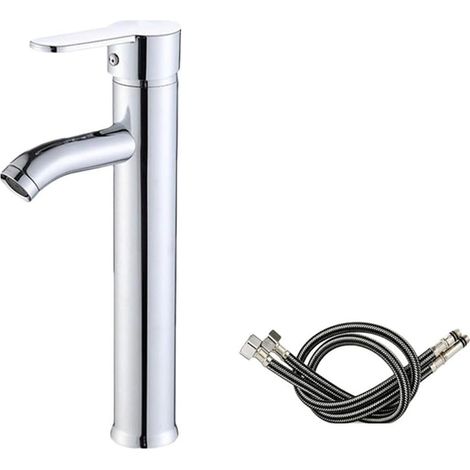 Robinet de lavabo, 60 cm, argenté, monocommande, pour vasque (1/5)