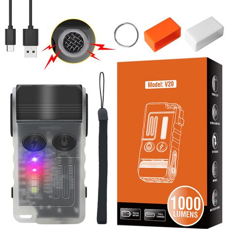 Lampe de poche LED avec lumière UV, alarme 110db, IP67, étanche, Rotation à 180 degrés, lampe de travail à Clip arrière pour l'extérieur