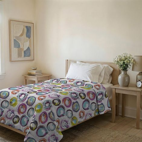 Couvre-lit matelassé d’été en Microfibre Douce imprimée – Couette Printemps-été mi-Saison – Cerchi astratti, Simple 160x240 cm (1/5)