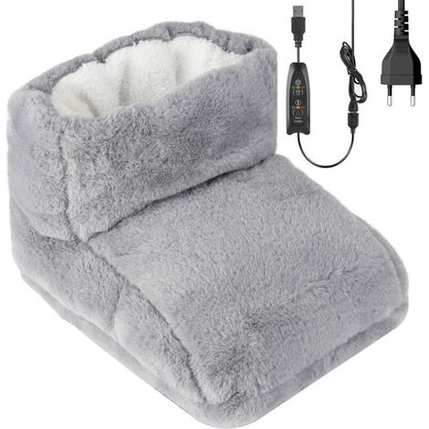 Chauffe-pieds électrique, Couverture chauffante, Chauffe-pieds électrique avec doublure lavable, réglage de la chaleur par télécommande, 3 réglages de chauffage, Gris- (1/5)
