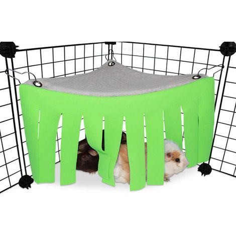 1 Hamac pour rongeurs, Cachette d'angle en coton, Nid douillet avec pompons, Maison suspendue pour lapin cochon d'Inde (1/5)