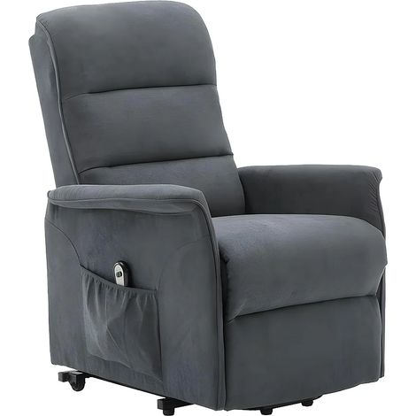 Vente-Unique – Fauteuil relax électrique en tissu polyester gris anthracite – Inclinaison 160° – Charge max 120 kg – 1 place avec accoudoirs