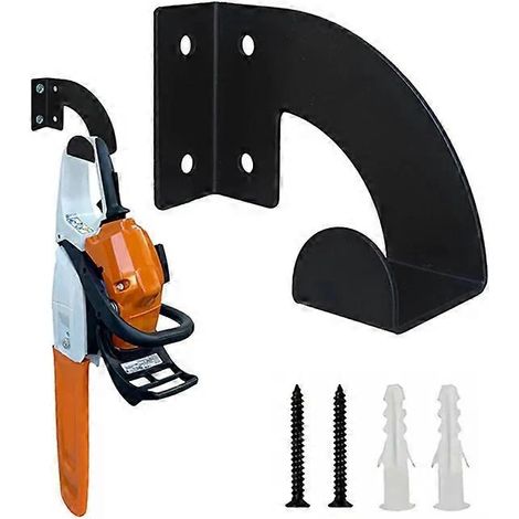 【02】Support mural robuste en métal pour tronçonneuse, permettant un rangement sécurisé. Organisateur mural pour atelier, garage et matériel de jardinage. (1/5)