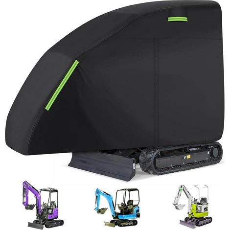 Housse de protection pour mini-pelle 800-1600 kg, imperméable et anti-UV, 420D Polyester, avec fermeture éclair et bandes réfléchissantes (1/5)