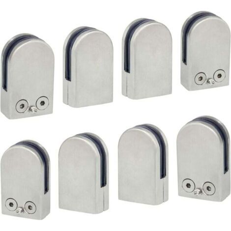8 PCS(6-8mm) Pince à Verre Porte-Verre En Acier Inoxydable 304 Support de Serrage Clamp Clip Plat Main Courante Fenêtre Balustrade Réglable Escalier