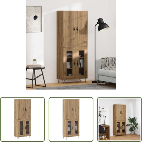 Hochschrank aus Holz - Highboard 2 pcs Artisan-Eiche Ingenieurholz und Glas