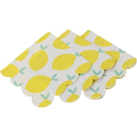 16 Pièces Serviettes de Table Papier Citron Jaune, Qualité (1/5)