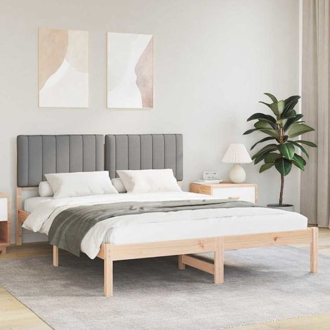 Estructura de Cama con Cabecera Tapizada Gris Claro