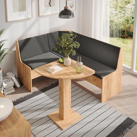 Gruppo panca ad angolo Ramon, Rovere dorato, 137.6 x 92.8 cm con tavolo ad angolo, Vicco (1/5)
