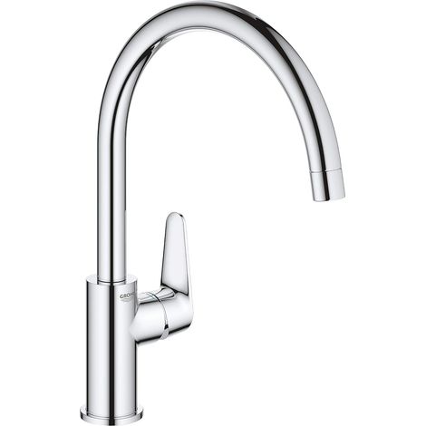 Mélangeur d'évier de cuisine à levier unique, chrome, accessoire de cuisine pratique, matériaux alimentaires sûrs (1/5)