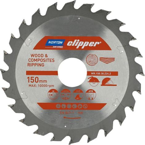 Kreissägeblatt Norton 150mm x 30mm x 24 Zähne Hartmetall