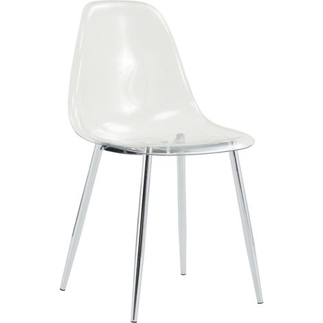 Set di 4 sedie da pranzo trasparenti in plastica con gambe in metallo argentato MODENUIT (1/5)