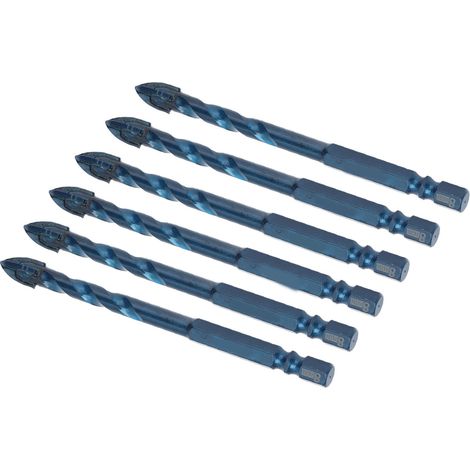 10-teiliges Hartmetall-Kreuzbohrer-Set, 1/4"-Sechskantschaft, zum Bohren von Keramik, Marmor und Glas, 8-mm-Loch, dunkelblau (1/5)