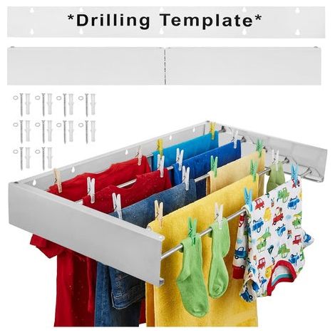 Wall mounted foldable clothes dryer 80cm aluminum 227458898 227458898 (1/5)
