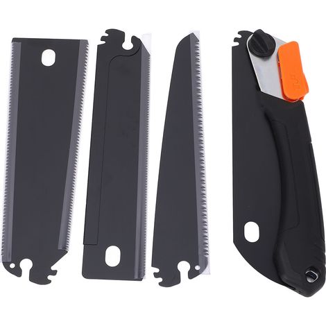 Sierra plegable y portátil para jardín y madera, multifuncional con 3 hojas SK5 y mango ergonómico antideslizante. (1/5)