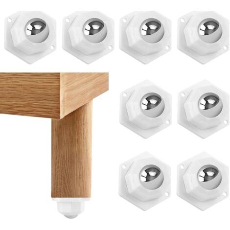 Roulettes pour Meubles, 8 Pièces Mini Roulette Charge Lourde 200kg, Pivotante à 360° Roulette pour Meubles Lourd, Petite Roulettes pour Meubles et Marchandise (Blanc) (1/5)