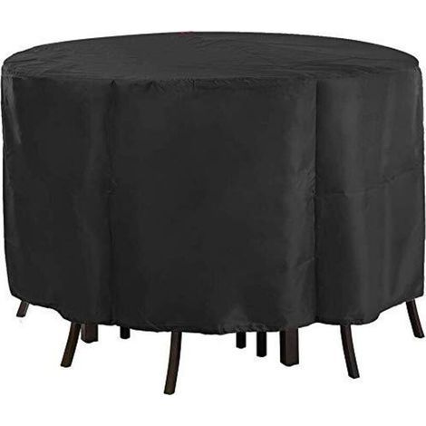 Table De Jardin Ronde, Housse De Chaise De Table De Patio Ronde, Housse De Meubles De Patio D'extérieur Oxford Robuste Résistante Au Vent, À L'eau Et Aux UV - Comme Montré, 142x68cm (1/5)