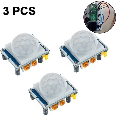 Módulo de detección PIR de 3 piezas, con sensibilidad y retardo ajustables, para iluminación automática y cámaras. (1/5)