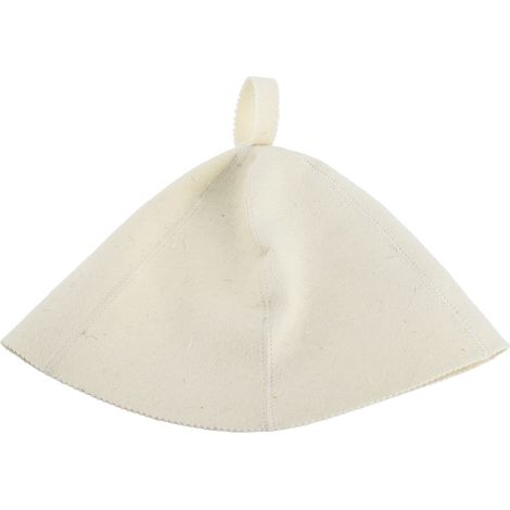 Bonnet de Bain en Feutre de Laine Beige pour Sauna Russe, avec Anneau de Suspension - Taille 33x30cm (incl. 1) (1/5)