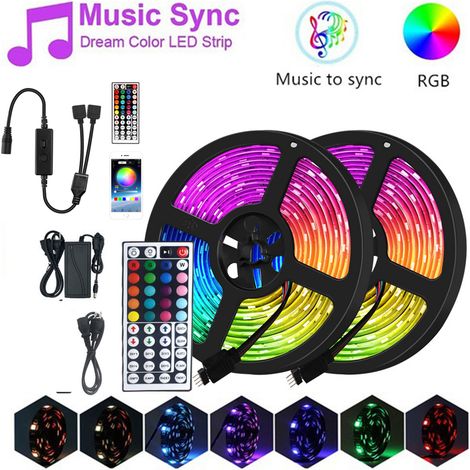 Ruban lumineux LED 20M(2x10M) RGB Bande LED Multicolore App Contrôle, Led Ruban avec Télécommande , pour Décoration, Cuisine, Mariage (1/5)