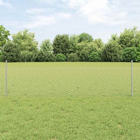 Zaun mit Pfosten Silber 0,5 x 10 m Stahl
