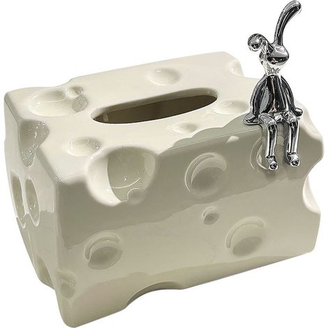 Boîte à Mouchoirs en Céramique Blanche - Couvre-Tissu Élégant pour Table Basse ou Bureau - Rangement Décoratif pour Salon (1/5)