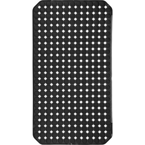Alfombra de baño antideslizante BABEL 68 x 37 cm, ventosas, color negro, círculos