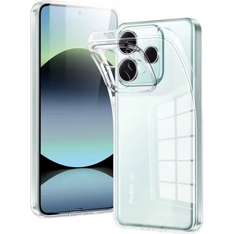 Schlanke Hülle für Xiaomi Redmi Note 14 5G, transparente Hülle, transparente Rückseite + Glas (1/5)