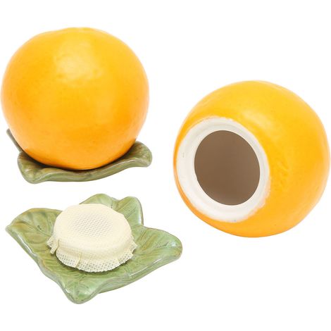 2er-Pack Teedosen in orangenförmiger Keramik, versiegelte Töpfe, Dekoration, Geschenk, Küchenaufbewahrungsbehälter (1/5)
