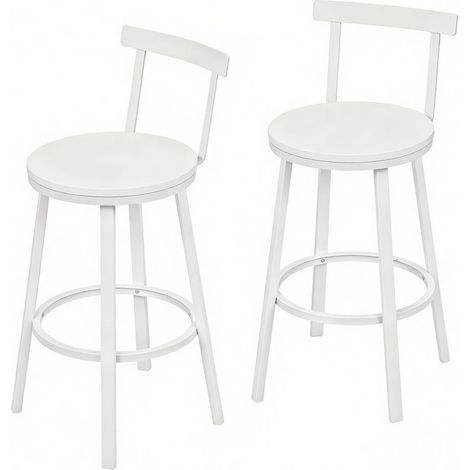 Tabouret de Bar, Tabouret d'Accent Moderne, Chaise de Comptoir à Dossier Courbé, Siège de Cuisine, Tabouret de Petit-Déjeuner (Lot de 2) (1/5)