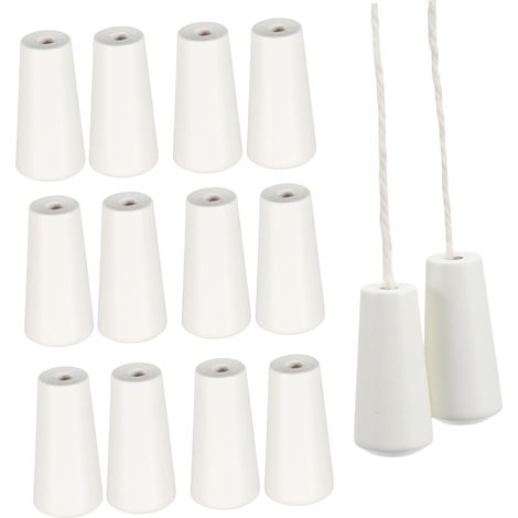 Paquete de 12 cortinas blancas para ventana, botones blancos, minipersianas venecianas, accesorios para persianas enrollables, colgante de madera, asas de madera y botones de cordón blanco. (1/4)