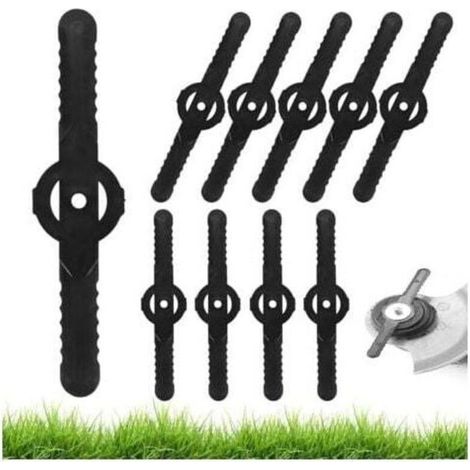 10 Pièces Lames de Tondeuse Jardin Tondeuse Accessoires, Lames de Rechange en Plastique, Outils de Jardin, Petit Trou 5mm, pour Jardin Pelouse Tondeuse, Coupe bordures Sans Fil (1/4)