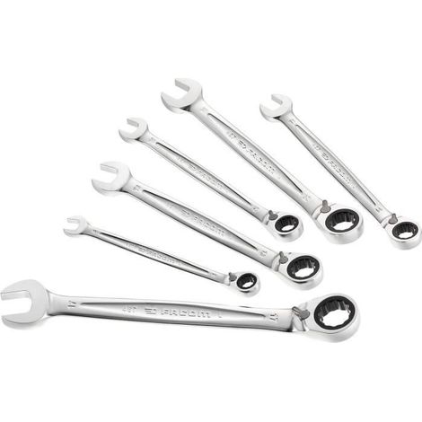 FACOM -467B.JE6PB 6-teiliges Mischschlüssel-Set mit Ratsche - Öffnungen von 8 bis 17 mm - 5° Ratsche - 12-kant OGV® Profil