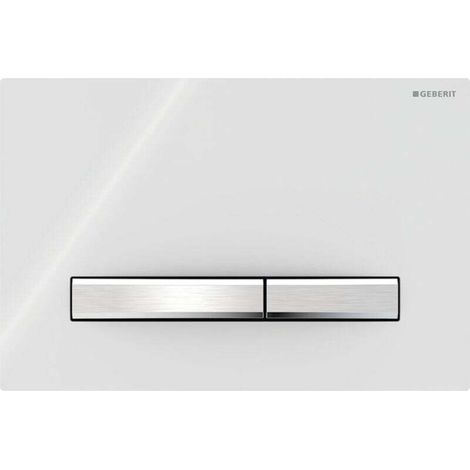 Plaque de commande Sigma50 pour double chasse d'eau, couleur chrome métallique : chrome, blanc (115.788.11.2) (1/4)