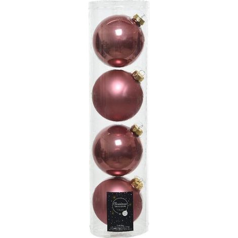 Palline in vetro da appendere Rosa Velvet dim 10 cm Box da 4