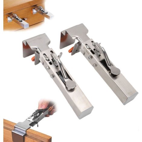 Pinceau de fixation réglable pour façade de tiroir (lot de 2) en acier inoxydable, outil d'installation pour meubles, pour une pose rapide et facile des façades de tiroir (1/5)