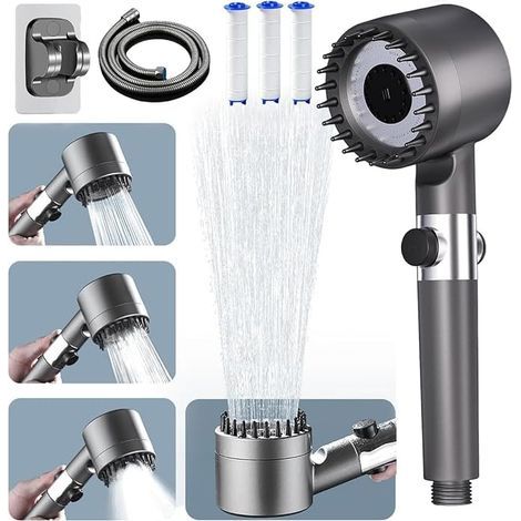 High Pressure Shower Head, Water Saving Shower Head with 1.5M Shower Hose and Shower Holder (1/3)