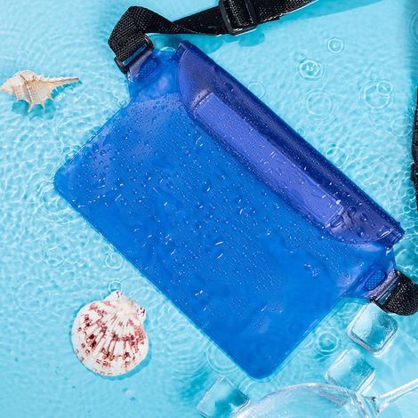 Bleu 2222 Sac banane étanche en PVC pour téléphone portable, sac banane multifonctionnel et étanche pour téléphones à écran tactile, grande capacité pour la photographie mobile.