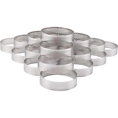 20 runde Tarteringe mit Löchern, Quiche-, Kuchen- und Mousseringe, 8 cm