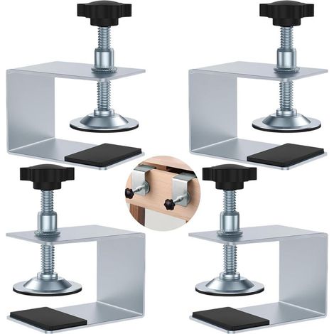 Lot de 4 petits clips à vis réglables avec patin antidérapant pour tiroirs et armoires. (1/5)