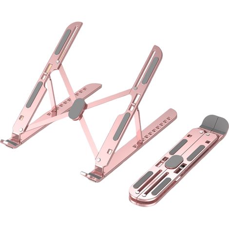 Verstellbarer 6-stufiger Laptopständer, tragbar, aus Aluminiumlegierung, faltbar und rutschfest, roségoldfarben (1/5)