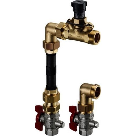 OVENTROP Set di collegamento contatore di calore per Multidis SF e Regudis W-HTE con Hycocon VTZ DN 20, forma ad angolo, valvole a sfera DN 25, 1404580