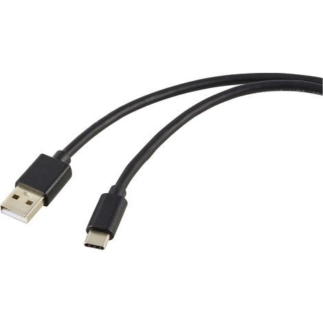 Renkforce Câble de charge USB USB 2.0 USB-A mâle, USB-C® mâle 1.80 m noir gaine en PVC RF-5771532 C634882 (1/4)